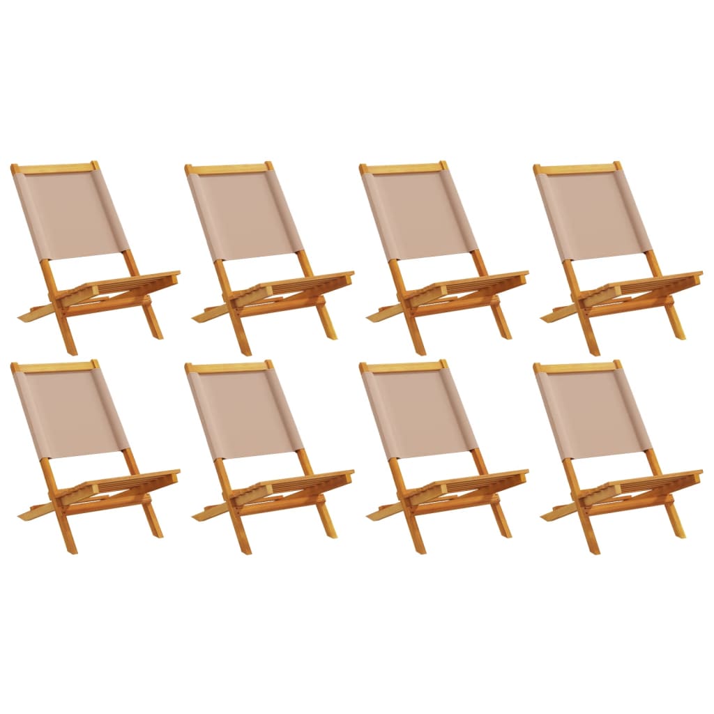 Folding Garden Chairs 8 pcs Taupe Fabric and Solid Wood